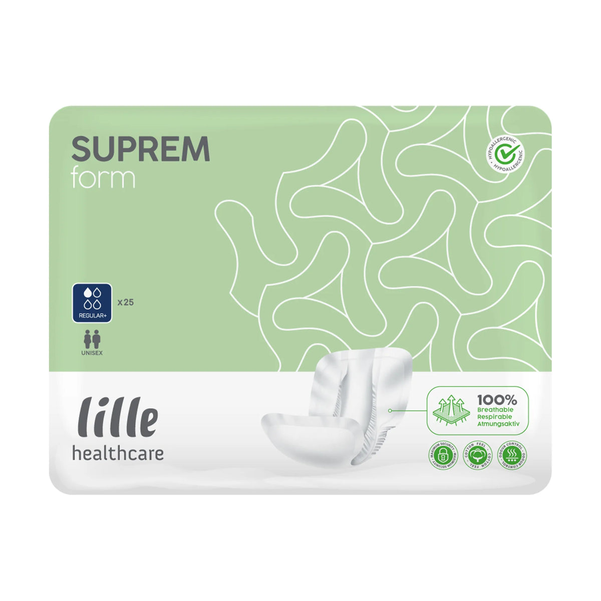 Lille Suprem Form Regular Plus Shaped Incontinence Pads – Pack of 25