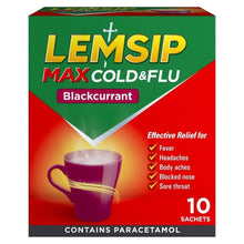 Lemsip Max Cold & Flu Blackcurrant Sachets – Pack of 10