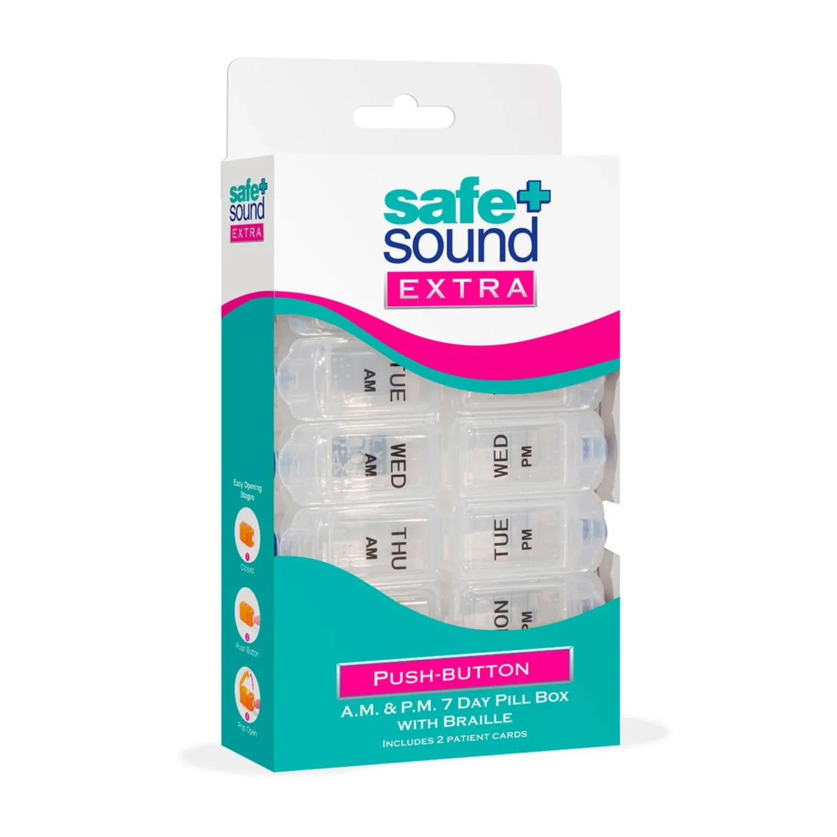 Safe & Sound 7 Day Pill Box Push Button