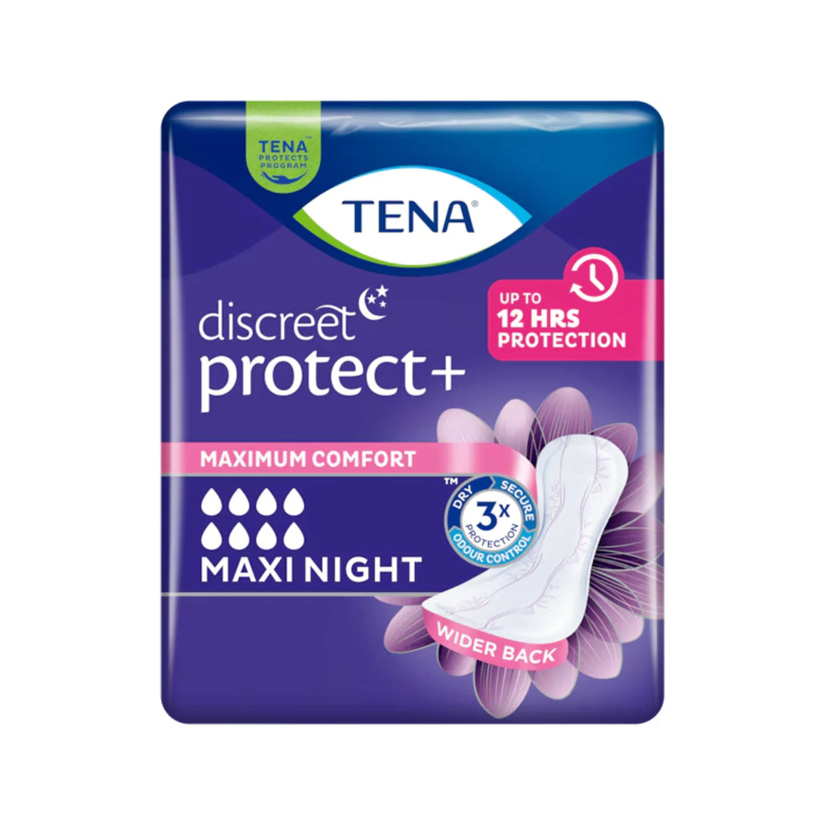 TENA Discreet Protect+ Maxi Night Incontinence Pads – Pack of 6