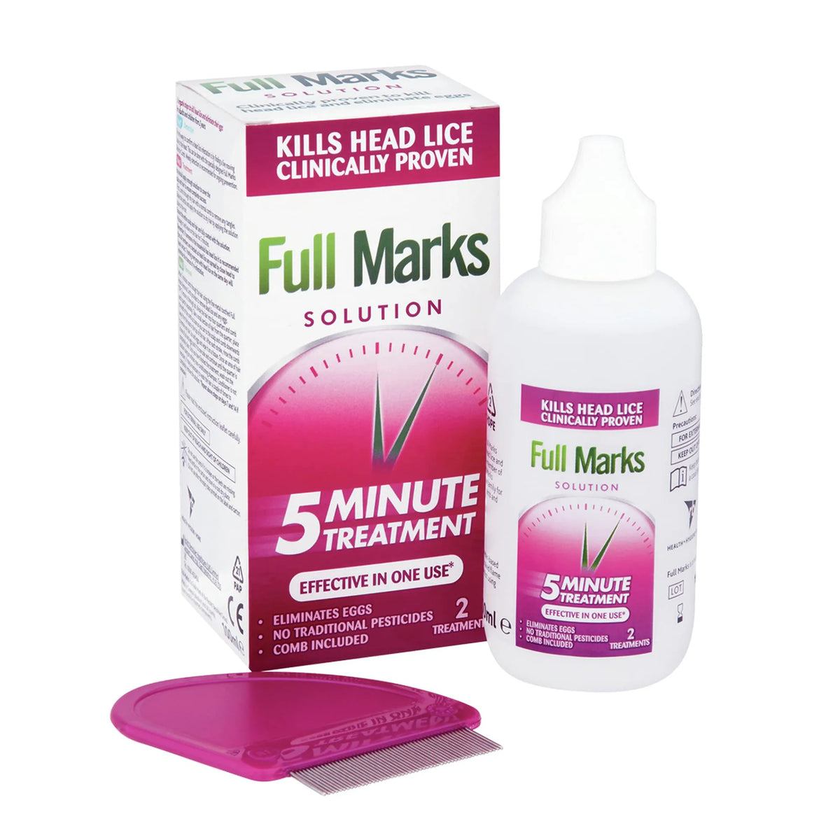 Full Marks Head Lice Treatment Solution with Comb