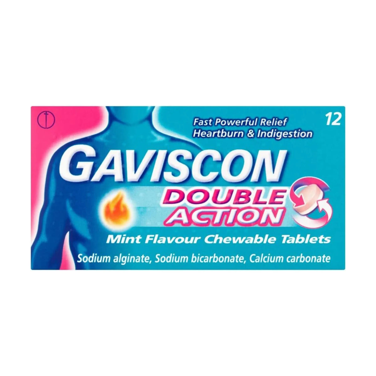 Gaviscon Double Action Mint Flavour Chewable Tablets – Pack of 12
