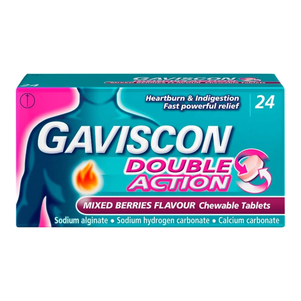 Gaviscon Double Action Mixed Berries Flavour Chewable Tablets – Pack of 24