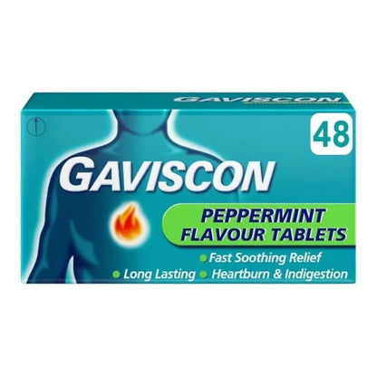 Gaviscon Peppermint Flavour Chewable Tablets – Pack of 48