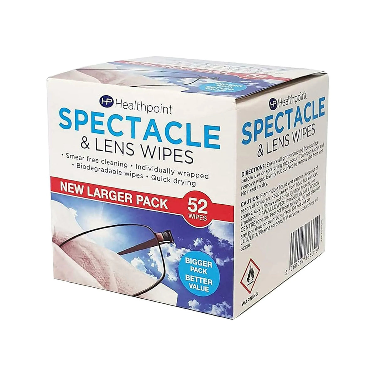 Healthpoint Spectacle Cleaning Wipes – Pack of 52