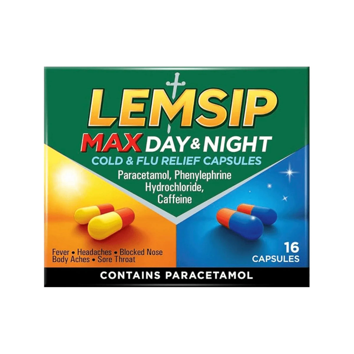 Lemsip Day & Night Cold & Flu Capsules – Pack of 16