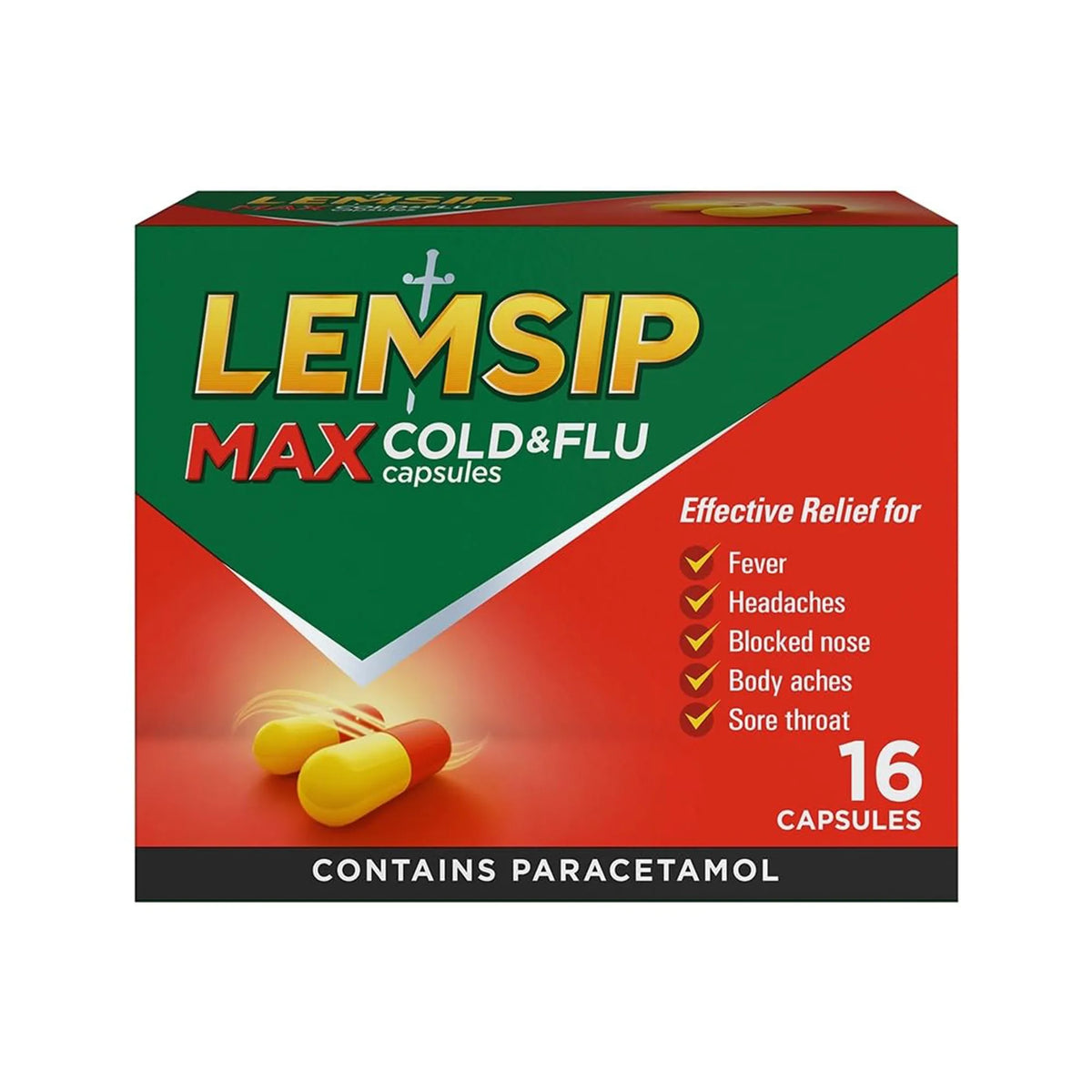 Lemsip Max Cold & Flu Capsules – Pack of 16