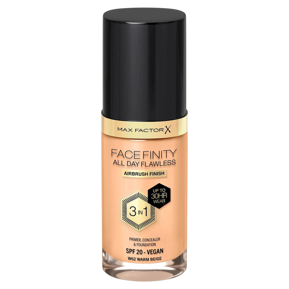 Max Factor Facefinity All Day Flawless Foundation W62 Warm Beige 30ml