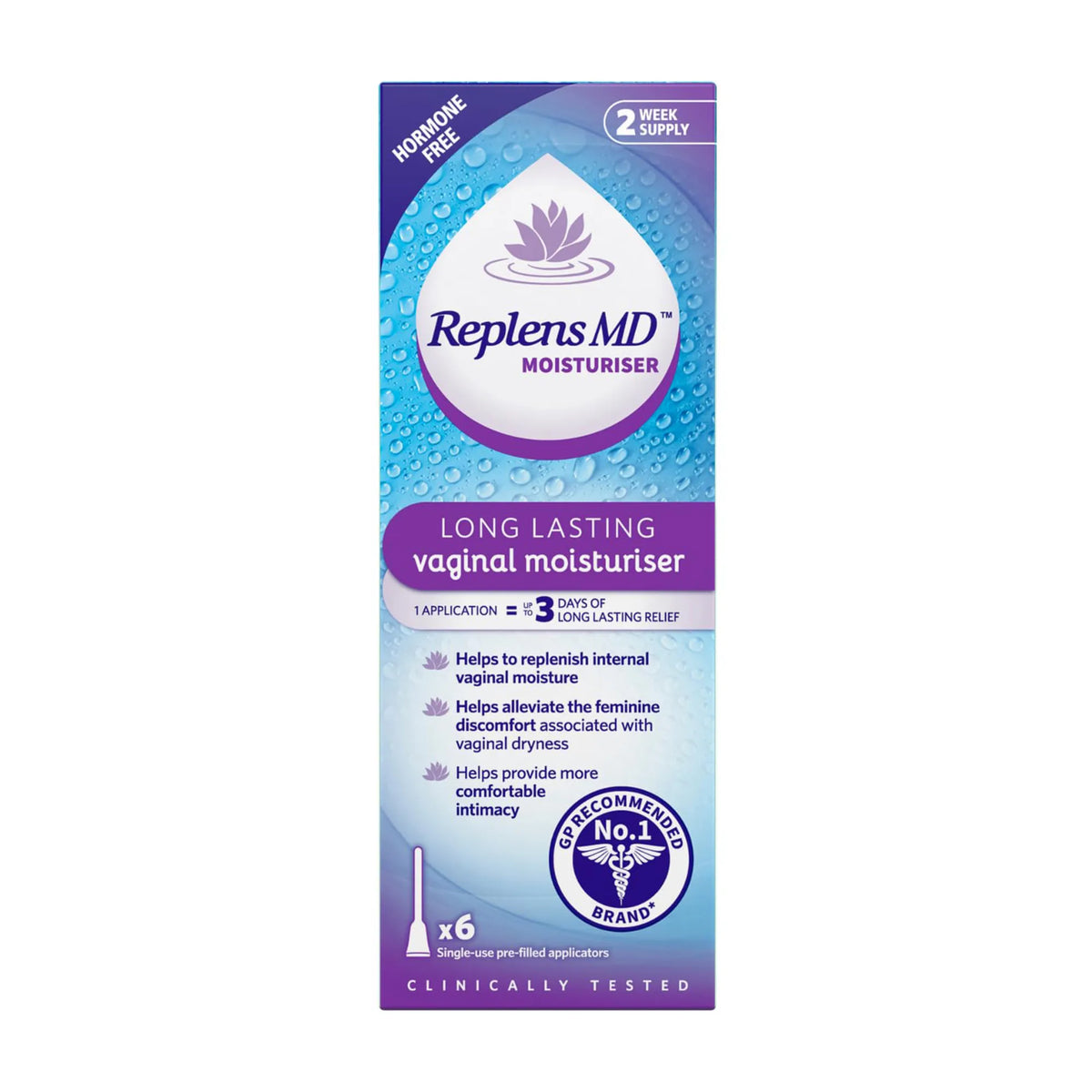 Replens MD Vaginal Moisturiser – 6 Day Pack