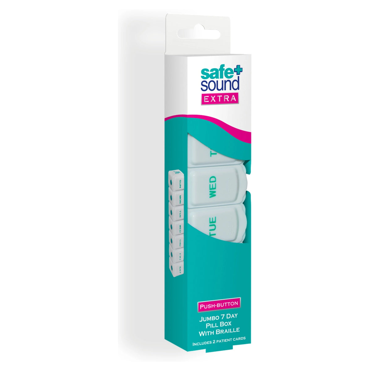 Safe & Sound Jumbo Push Button 7 Day Pill Box