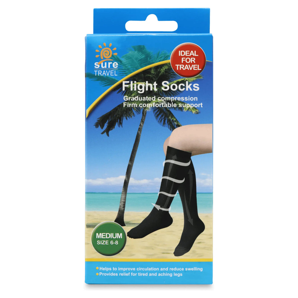 Sure Travel Flight Socks Medium, Size 6–8
